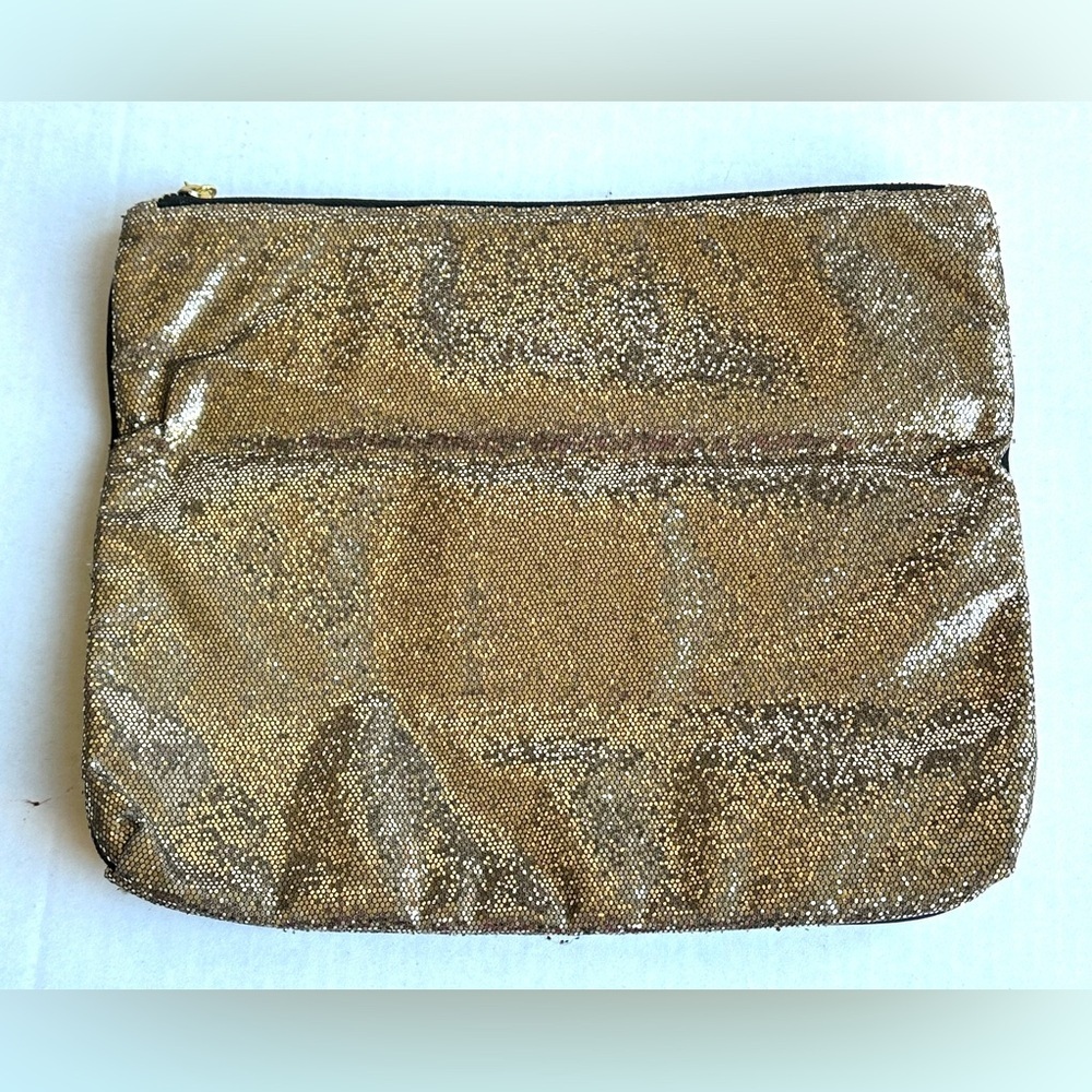 Victoria’s Secret Shimmering Gold Glitter Party Cosmetic Folding Clutch Bag - Picture 5 of 10